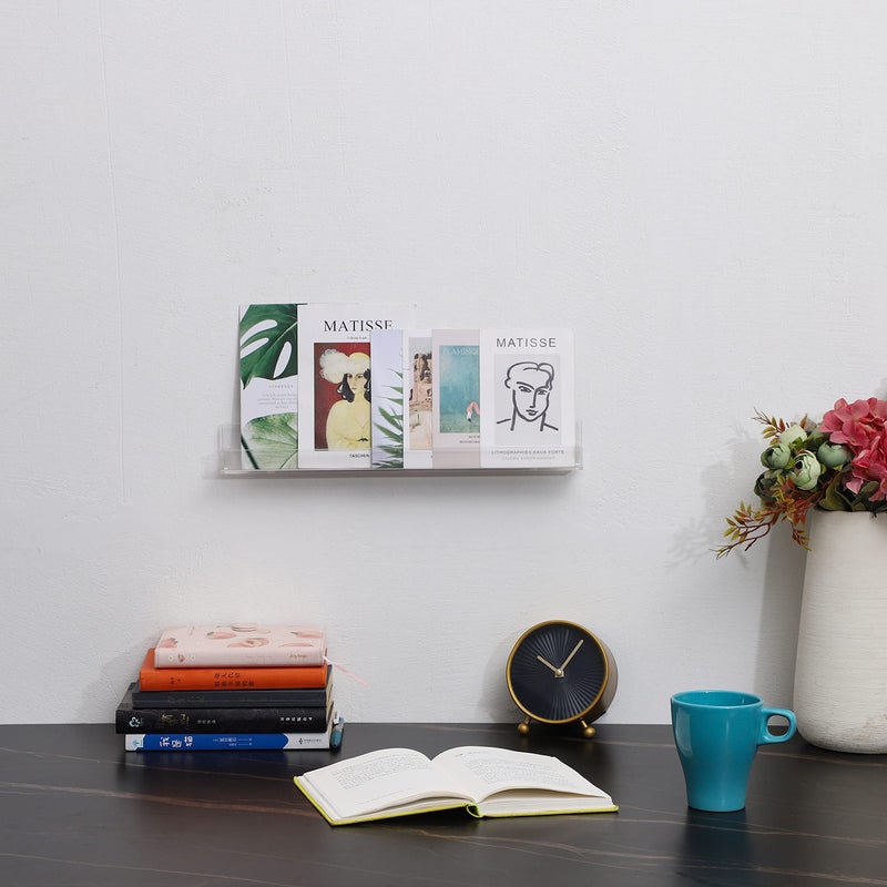 Cq acrylic 15"" Clear Floating Bookshelf for Kids Room - Invisible Hanging Wall Mounted U Shaped Shelf  Modern Display for Books Picture Ledge Display Vinyl Records Wall Shelf Toy Storage Pack of 2 - Image 4